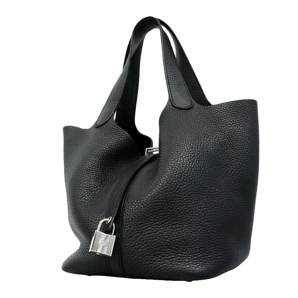 Hermes Picotin Lock MM handbag, Taurillon Clemence leather, black, X stamp, w...